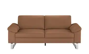 Max Schelling Ledersofa mit Kufengestell Maximum 2,5 Braun Federkern
