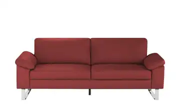 Max Schelling Ledersofa mit Kufengestell Maximum 3 Karminrot Federkern