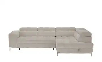 Ecksofa mit verstellbaren Kopfstützen Arte Hellgrau Boucléstoff rechts