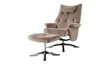 Fernsehsessel mit Hocker Braun Mikrofaser