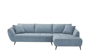 bobb Ecksofa mit Sitztiefenverstellung Carly Webstoff Blau rechts