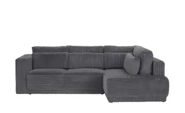 Twist Ecksofa Tirana Cordstoff grob rechts Dunkelgrau