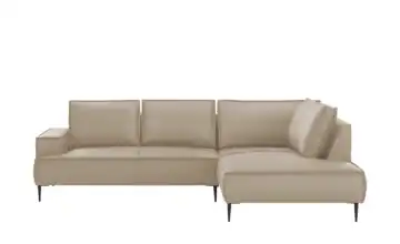 Primo Ecksofa Olmo rechts Creme Mikrofaser in Leder-Optik