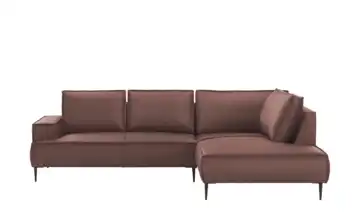 Primo Ecksofa Olmo rechts Braun Mikrofaser in Leder-Optik