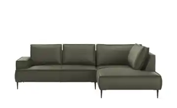 Primo Ecksofa Olmo rechts Grün Mikrofaser in Leder-Optik