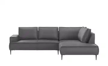 Primo Ecksofa Olmo rechts Graphit Mikrofaser in Leder-Optik