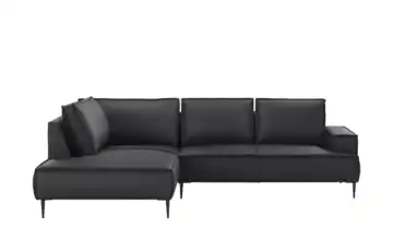 Primo Ecksofa Olmo links Schwarz Mikrofaser in Leder-Optik