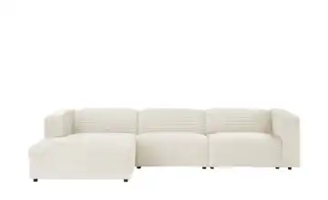 Ecksofa im modernen Breitcord Prado Cordstoff grob links Creme