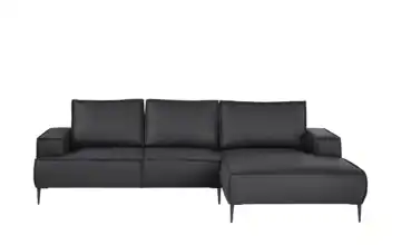 Primo Ecksofa Olmo rechts Mikrofaser in Leder-Optik Schwarz