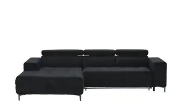 Twist Ecksofa aus Mikrofaser Caro Schwarz Mikrofaser in Samt-Optik links Erweiterte Funktion