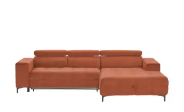 Twist Ecksofa aus Mikrofaser Caro Terracotta Mikrofaser in Samt-Optik rechts Erweiterte Funktion