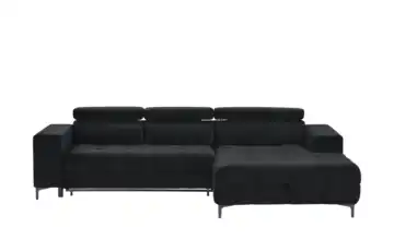 Twist Ecksofa aus Mikrofaser Caro Schwarz Mikrofaser in Samt-Optik rechts Erweiterte Funktion
