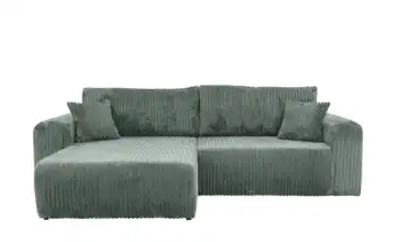 Ecksofa mit Schlaffunktion Henna Dunkelgrün Cordstoff grob