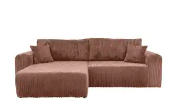 Ecksofa mit Schlaffunktion Henna Terracotta Cordstoff grob