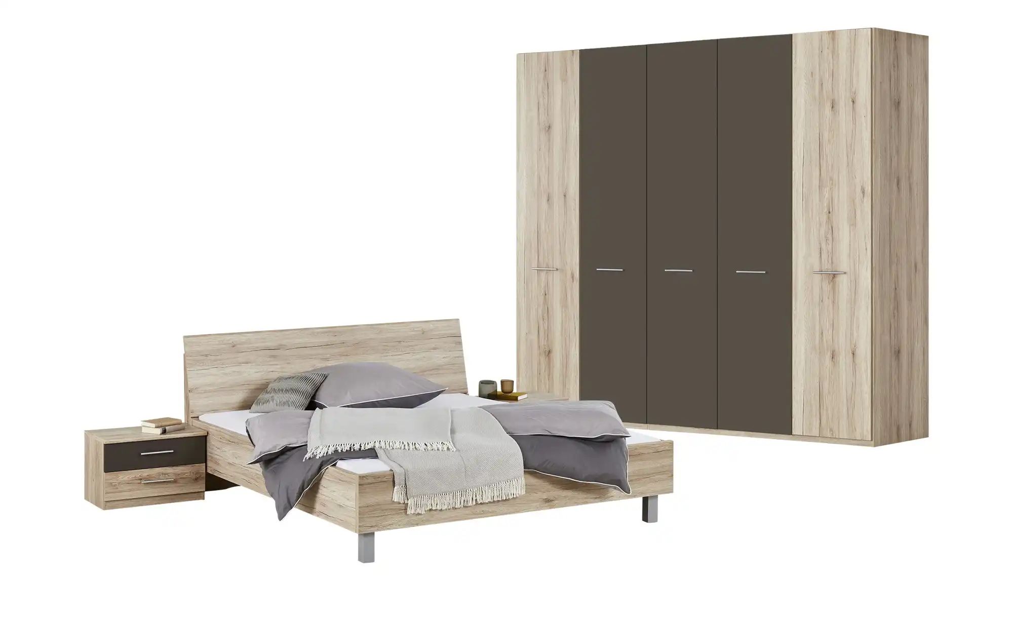 Komplett-Schlafzimmer 4-teilig - holzfarben - 250 cm - 216 cm - 58 cm - Komplett-Schlafzimmer - Möbel Kraft Komplett-Schlafzimmer 4-teilig - holzfarben - 250 cm - 216 cm - 58 cm - Komplett-Schlafzimmer - Möbel Kraft