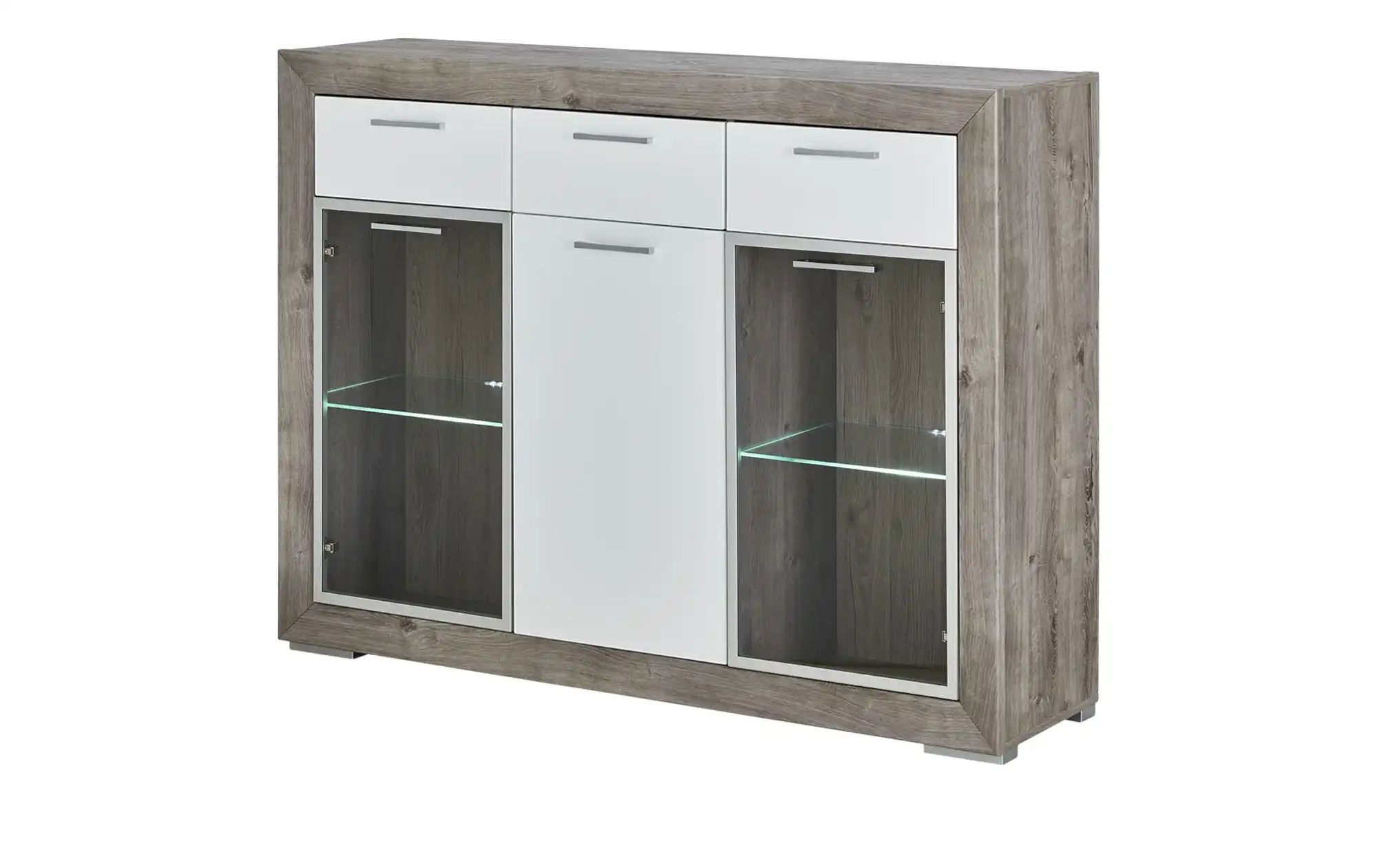 Highboard Eiche Grau (Nachbildung) / Weiß Möbel Kraft