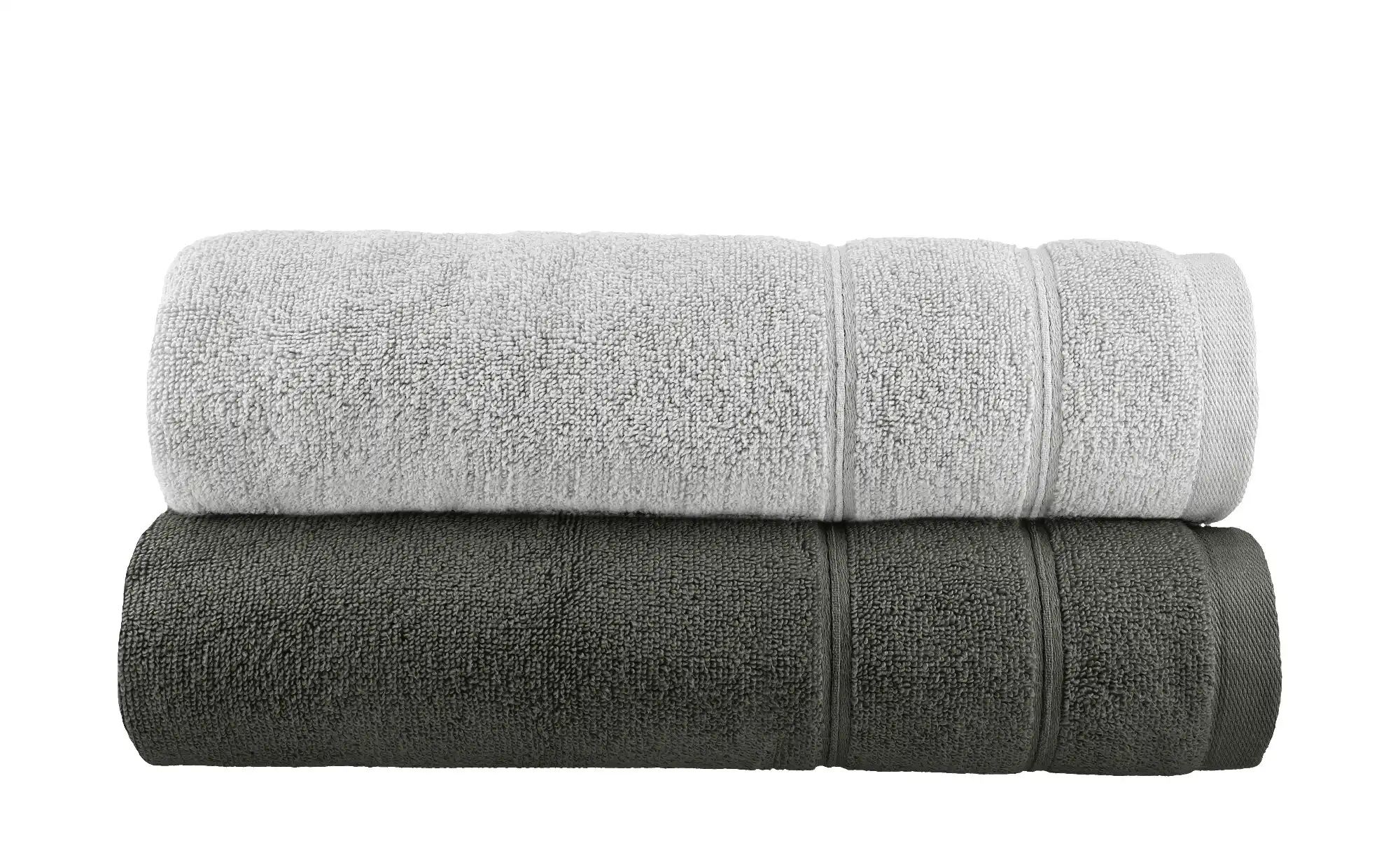 Badetuch (100 x 150cm), 2er-Set Silbergrau-Anthrazit Lifestyle