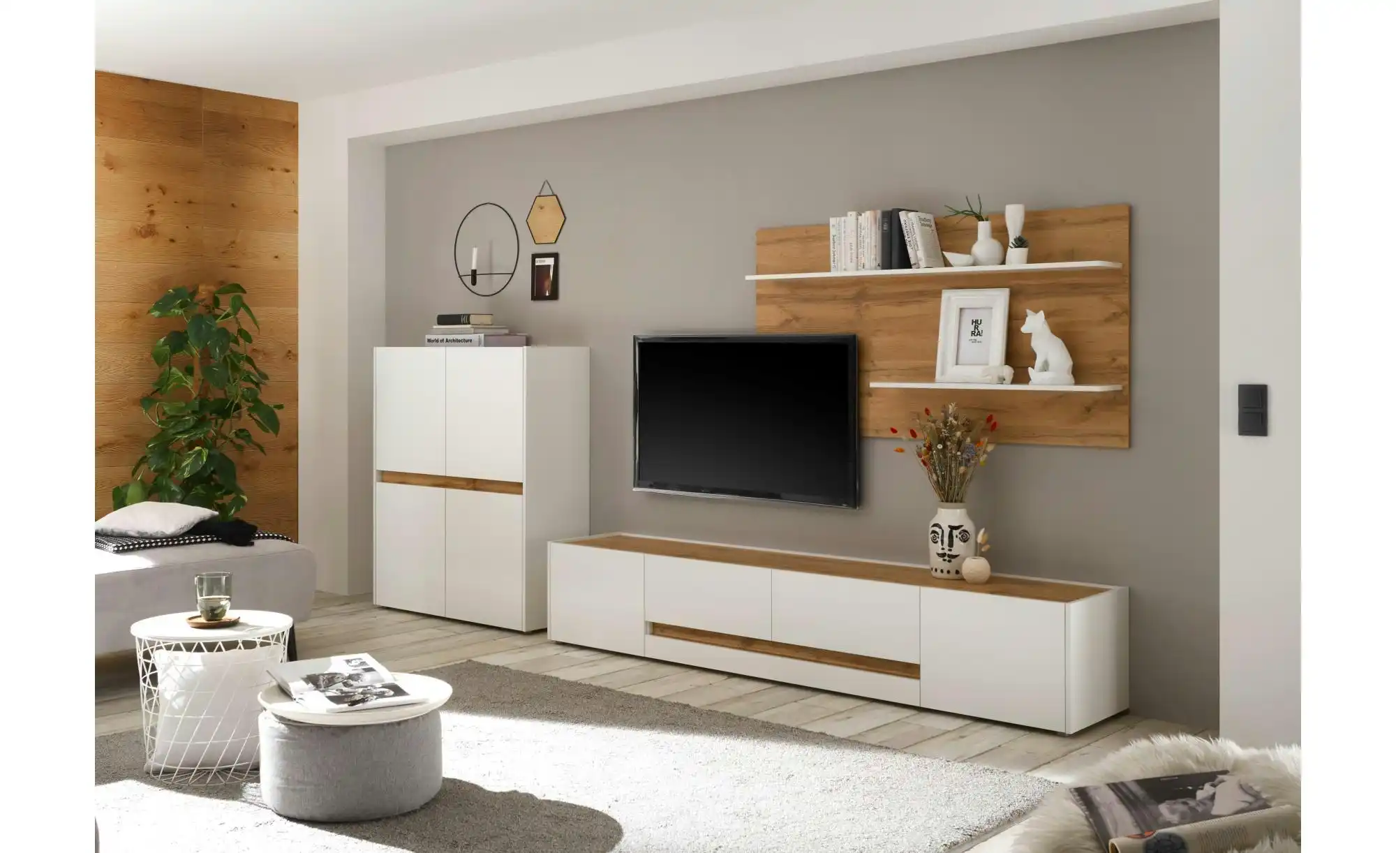 Wohnwand | Weiß - Kraft Bei kaufen Möbel online