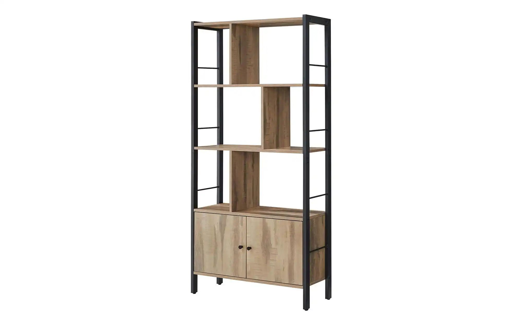 BüCherregal Mit 4 Offenen Regalebenen Eichenbraun-Schwarz-image