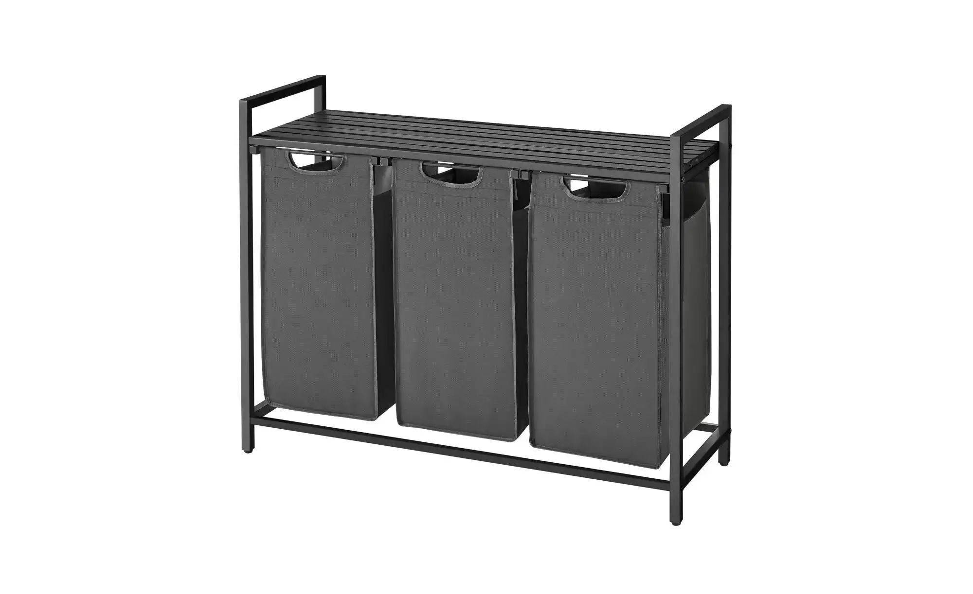 WäSchekorb 3 X 38 L Mit 1 Ablage Schwarz-Grau-image