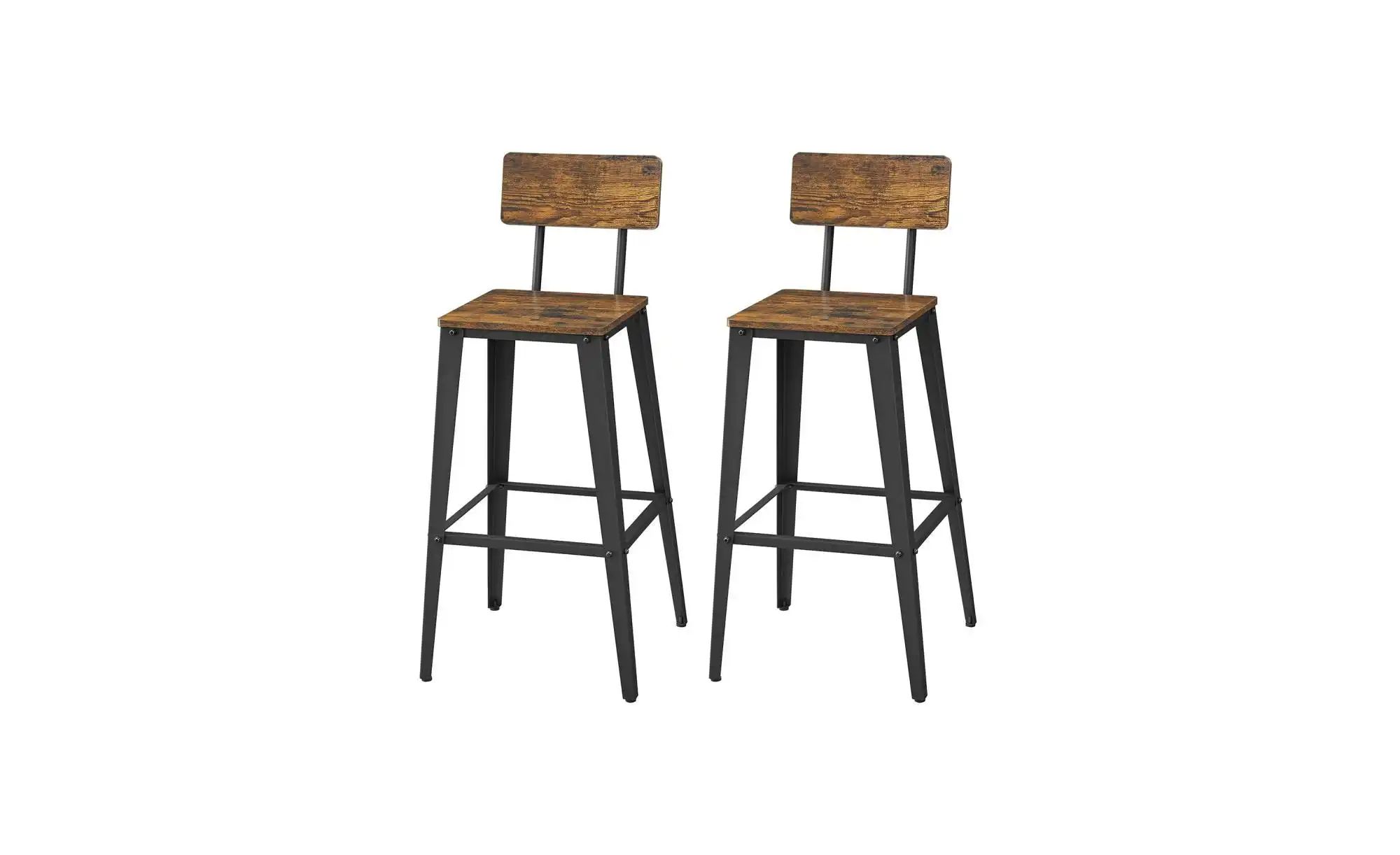 2Er Set Barhocker Mit RüCkenlehne-image