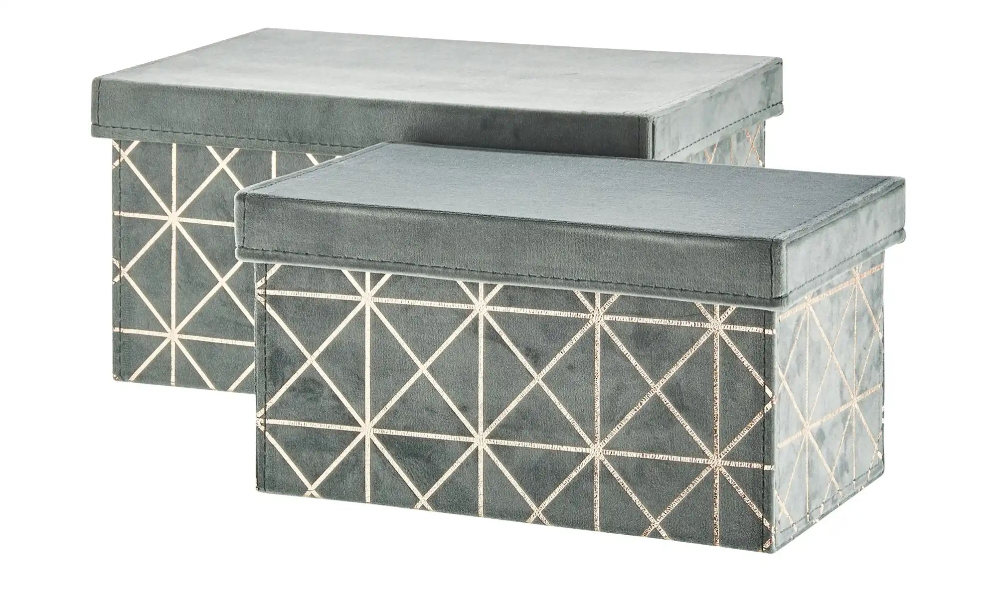 Aufbewahrungsboxen, 2er-Set | Grün / goldfarbig